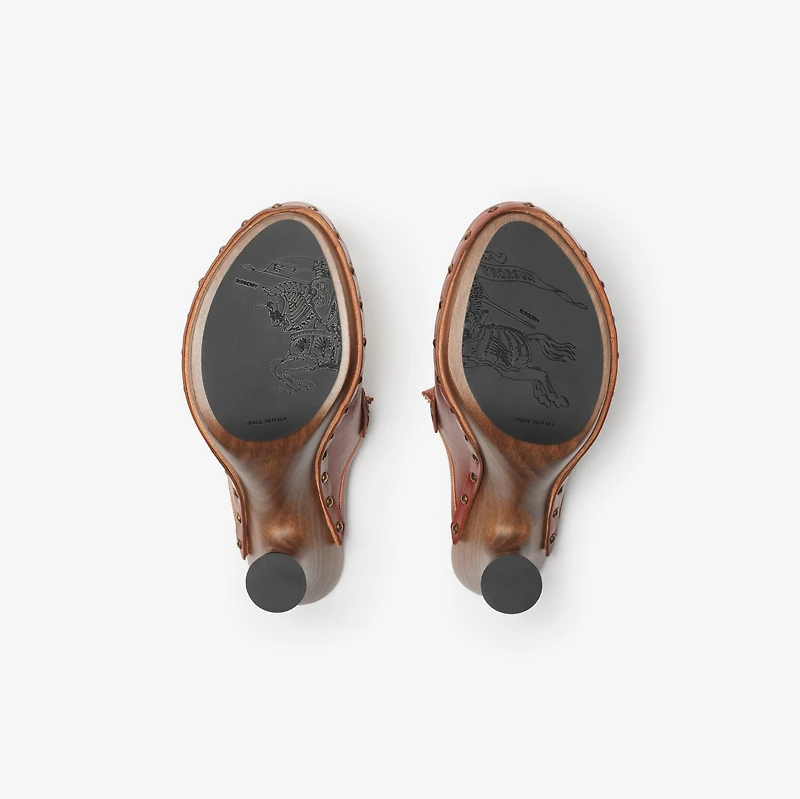 Leather Potter Clogs in Chestnut - Women | Burberry® Official