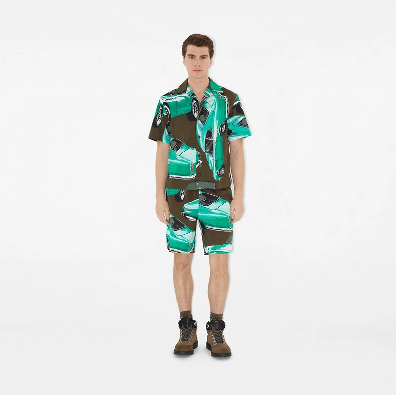 Car Cotton Poplin Shorts in Shale green - Men | Burberry® Official
