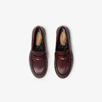 Leather Cadet Loafers in Fig - Women | Burberry® Official