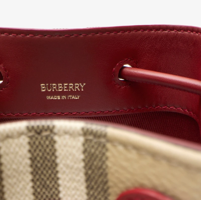 Mini Check Bucket Bag in Archive beige/ruby red - Women | Burberry® Official