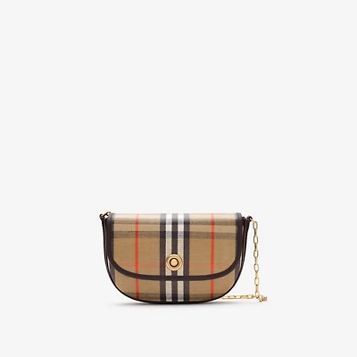 Mini Highlands Chain Crossbody Bag in Sand beige - Women, Cotton, Linen | Burberry® Official