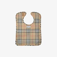 Check Coated Cotton Bib in Sand beige - Children | Burberry® Official