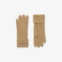 Logo Patch Wool Blend Gloves in Sand - Men | Burberry® Official