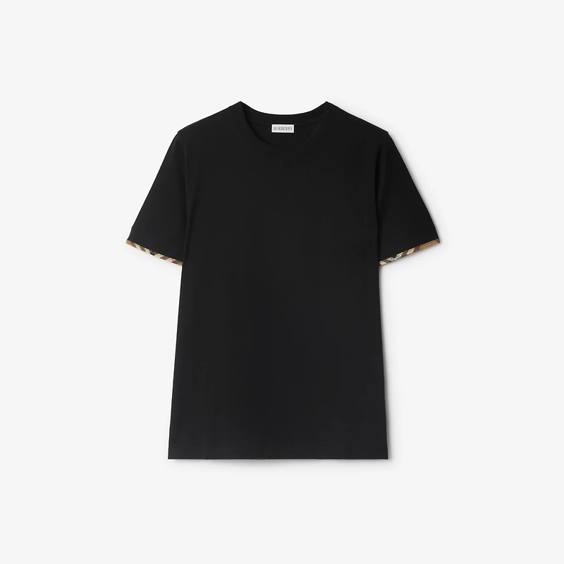 Check Trim Cotton T-shirt in