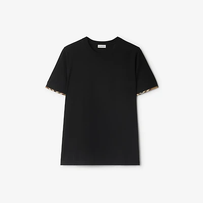 Check Trim Cotton T-shirt in