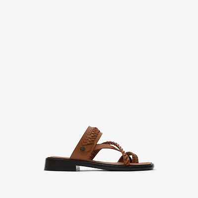 Leather Baez Sandals​ in Lundy brown - Women | Burberry® Official