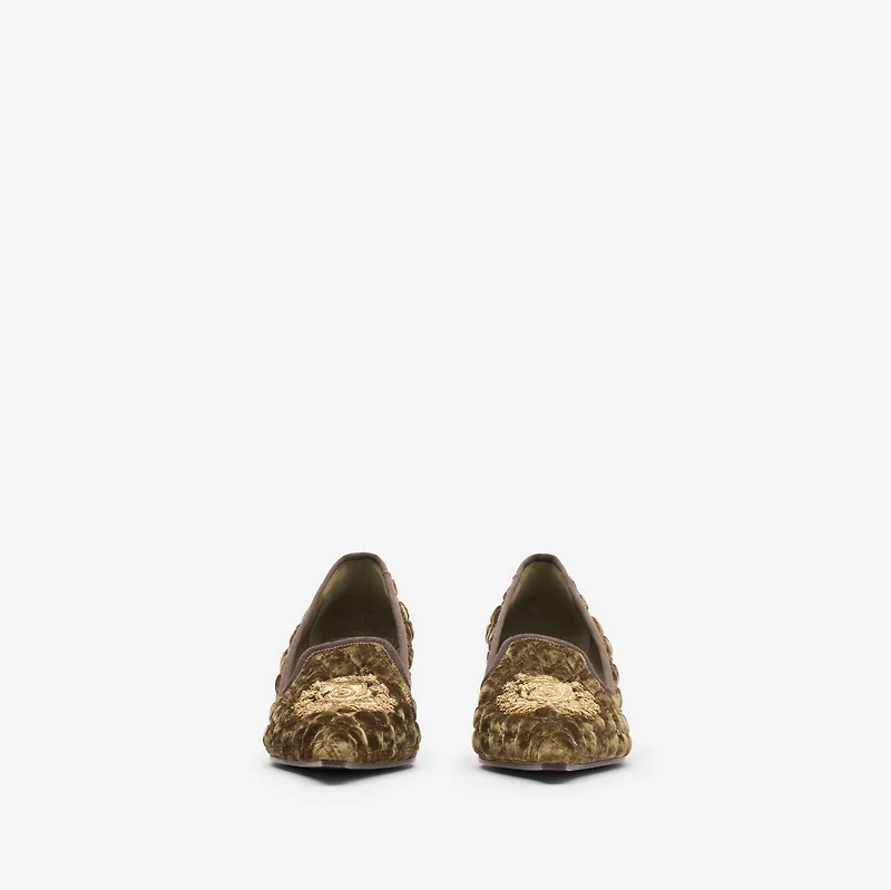 Quilted Velvet Cameo Slippers​ in Linden - Women | Burberry® Official