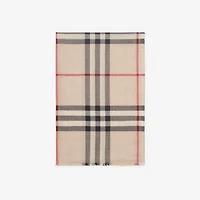 Check Wool Silk Scarf in Stone Beige | Burberry® Official