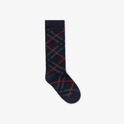 Check Cotton Blend Socks in Bugle blue | Burberry® Official