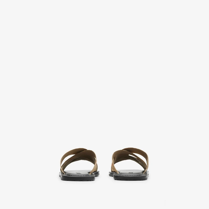 Check Pavilion Slides​ in Sand - Men, Nylon | Burberry® Official