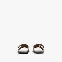 Check Pavilion Slides​ in Sand - Men, Nylon | Burberry® Official