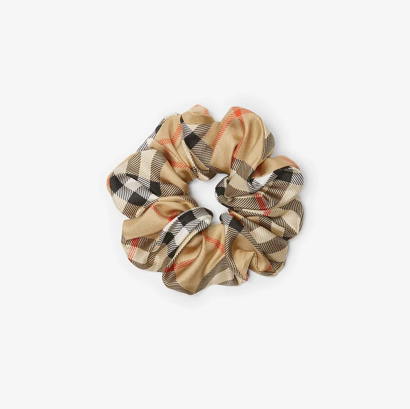 Check Silk Scrunchie in Sand | Burberry® Official