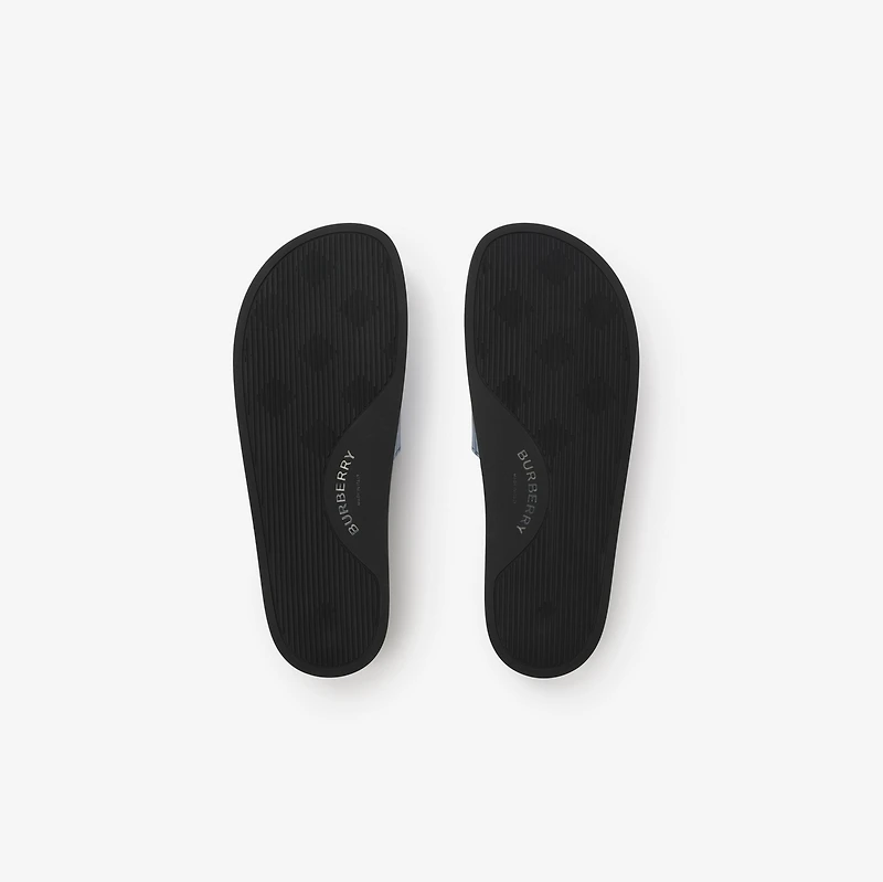 Check Slides in Cornflower blue - Men | Burberry® Official