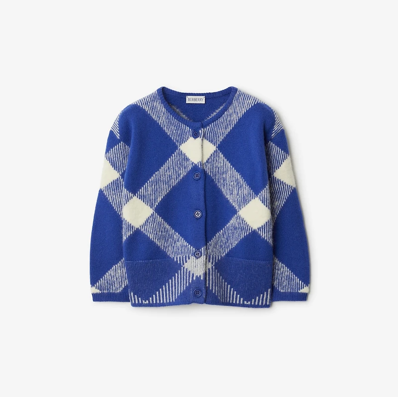 Check Wool Blend Cardigan in Knight | Burberry® Official