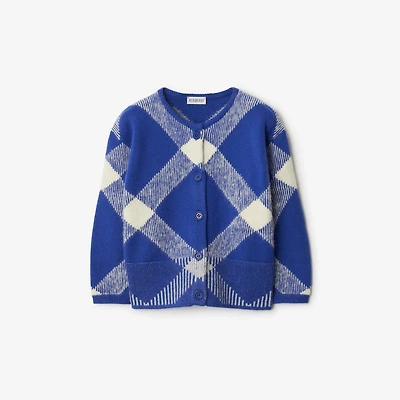Check Wool Blend Cardigan in Knight | Burberry® Official