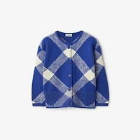 Check Wool Blend Cardigan in Knight | Burberry® Official