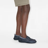 Leather Decker Boat Shoes in Magnet - Men | Burberry® Official