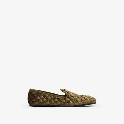 Quilted Velvet Estate Slippers​ in Linden beige - Women | Burberry® Official