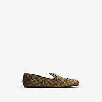 Quilted Velvet Estate Slippers​ in Linden beige - Women | Burberry® Official