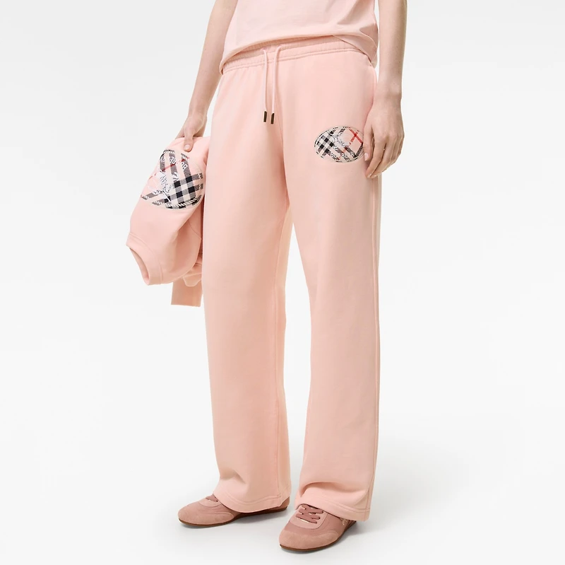 Check Knight Stamp Cotton Track Pants in Compact pink - Women | Burberry® Official