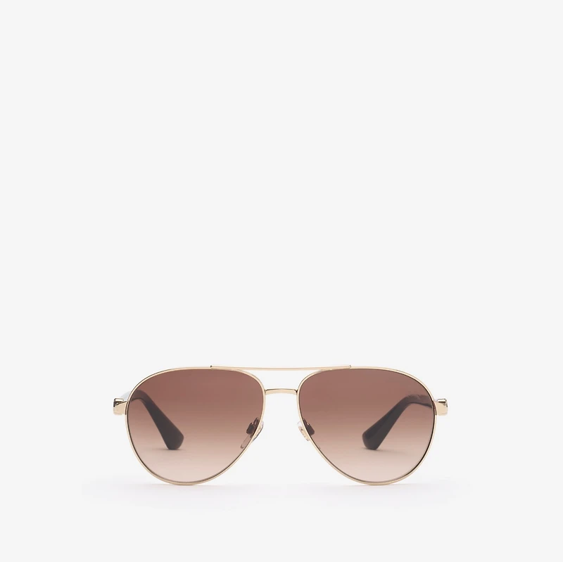 Metal Shield Aviator Sunglasses​ in Gold - Men | Burberry® Official