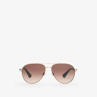 Metal Shield Aviator Sunglasses​ in Gold - Men | Burberry® Official