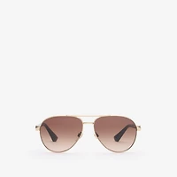 Metal Shield Aviator Sunglasses​ in Gold - Men | Burberry® Official