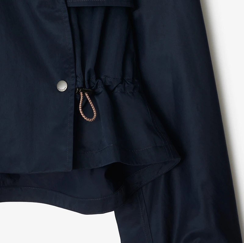 Satin Hooded Trench Jacket in Navy - Women, Nylon | Burberry® Official