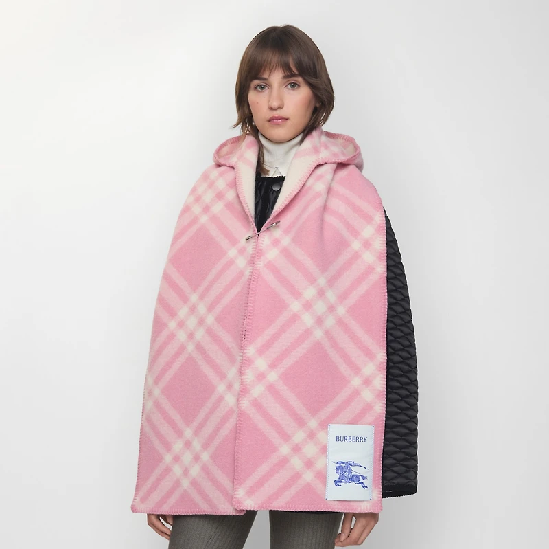 Check Wool Hooded Scarf in Sugar pink | Burberry® Official