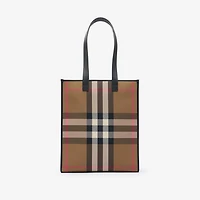Check Tote in Taupe brown