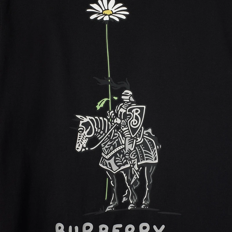 Knight Daisy Cotton T-shirt in Black | Burberry® Official
