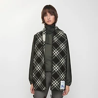 Narrow Check Wool Scarf in Black | Burberry® Official