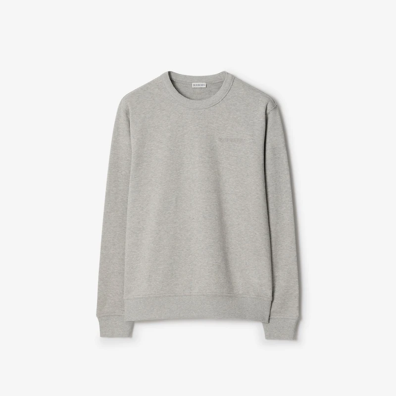 Logo Cotton Sweatshirt in Pale grey melange - Men | Burberry® Official