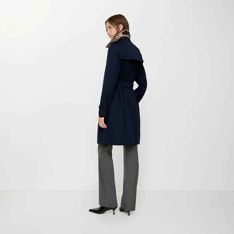 Mid-length Kensington Heritage Trench Coat in Coal blue - Women, Cotton Gabardine | Burberry® Official