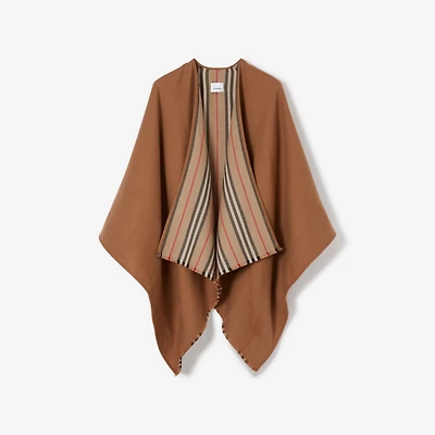 Icon Stripe Wool Reversible Cape in Flaxseed | Burberry® Official