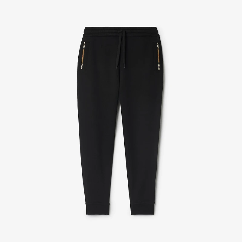 Check Trim Cotton Jogging Pants in Black - Women | Burberry® Official