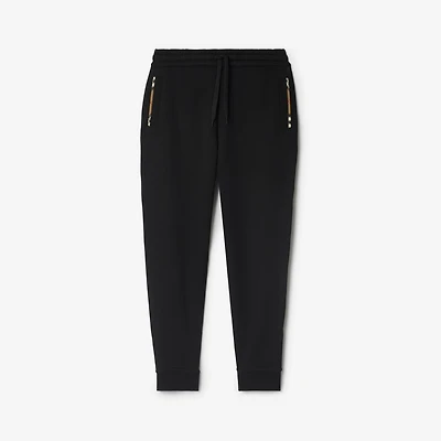 Check Trim Cotton Jogging Pants in Black - Women | Burberry® Official