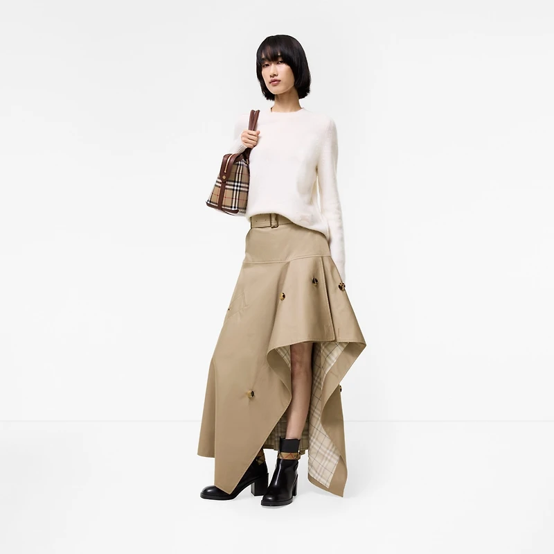 Gabardine Asymmetric Trench Skirt in Saltmarsh beige - Women | Burberry® Official