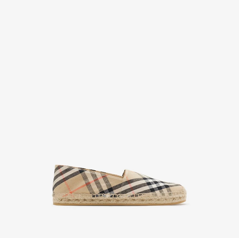 Check Mews Espadrilles​ in Sand - Women, Linen | Burberry® Official