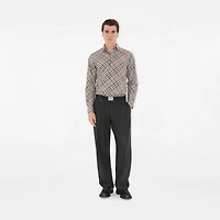 Regular Fit Check Cotton Shirt in Mauve grey