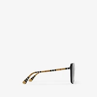 Oversized Check Square Sunglasses in Black - Women | Burberry® Official