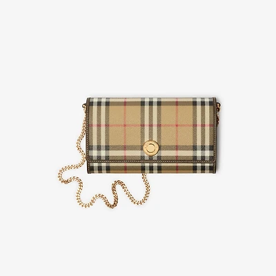 Check Chain Strap Wallet in Archive beige/military - Women | Burberry® Official
