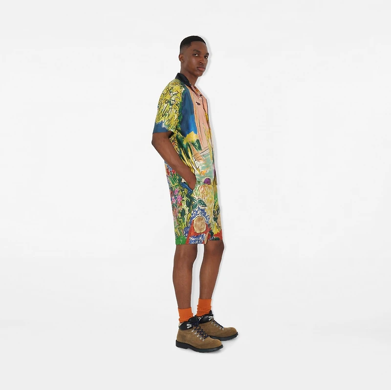 Highgrove Fountain Silk Shorts in Harbour green - Men | Burberry® Official