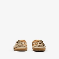 Check Shearling Urchin Sandals in Jute beige - Women | Burberry® Official