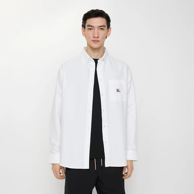 Relaxed Fit EKD Cotton Oxford Shirt in White - Men | Burberry® Official