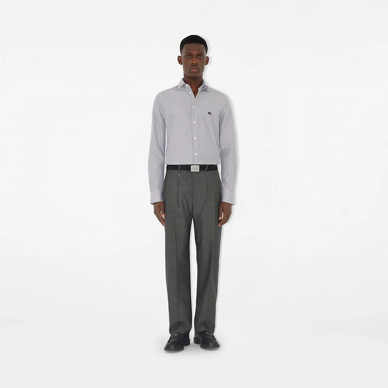 Regular Fit Striped Cotton Shirt in Black/white - Men | Burberry® Official
