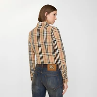 Check Stretch Cotton Shirt in Archive beige - Women | Burberry® Official