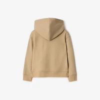 Check Trim Cotton Zip Hoodie in Sand beige | Burberry® Official