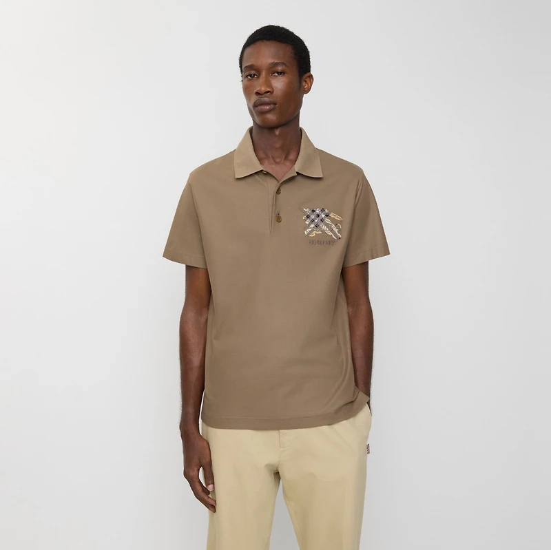 EKD Check Cotton Polo Shirt in Clay brown - Men | Burberry® Official