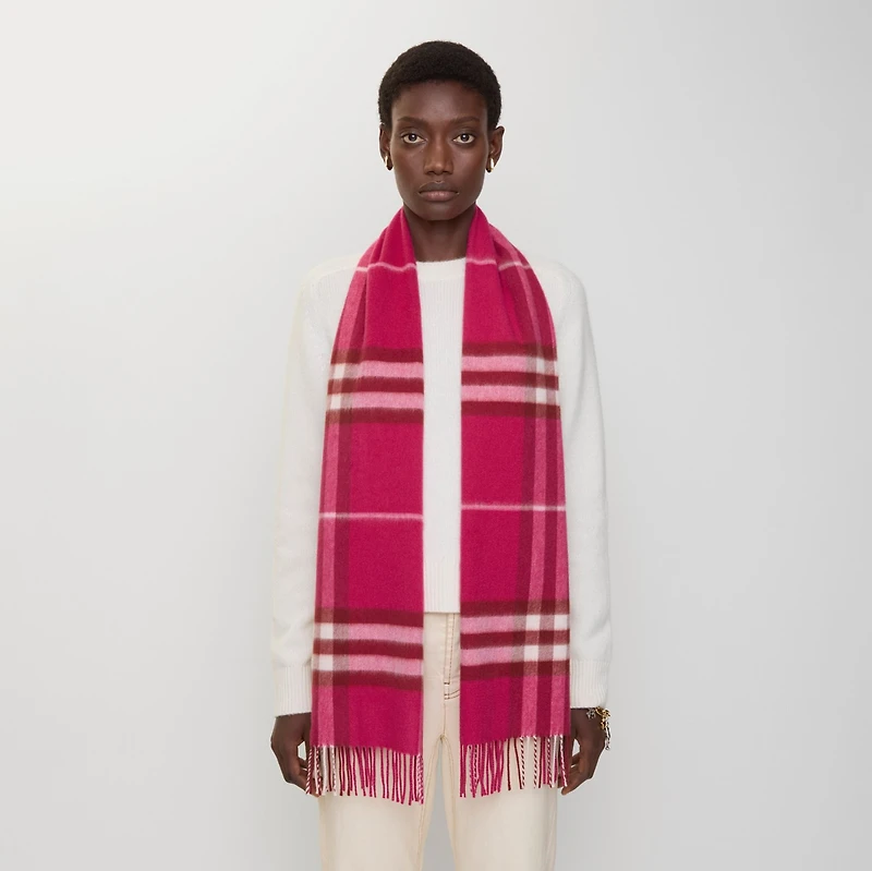 Check Cashmere Scarf in Jam | Burberry® Official